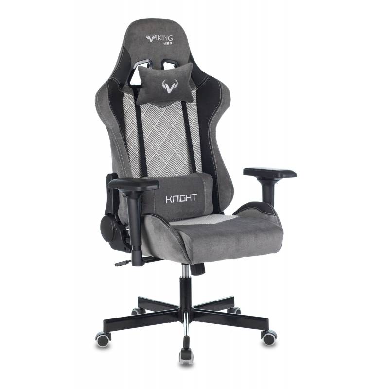 Кресло игровое геймерское Бюрократ VIKING 7 KNIGHT Fabric серый Loft ромбик текстиль/эко.кожа с подголов. крестовина металл главное фото